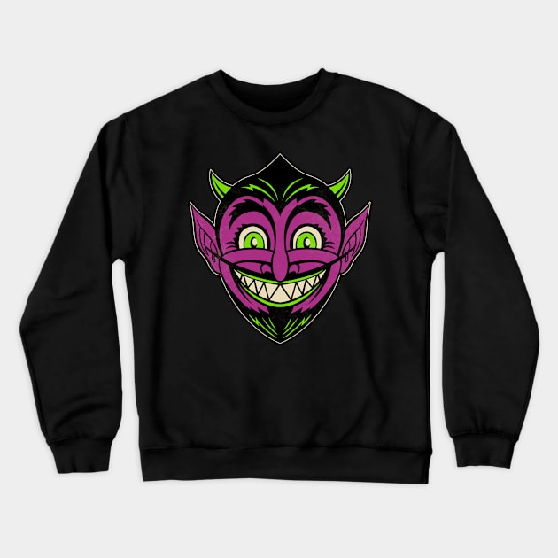 Retro Halloween  Devil Crewneck Sweatshirt by BrianBrainStudio